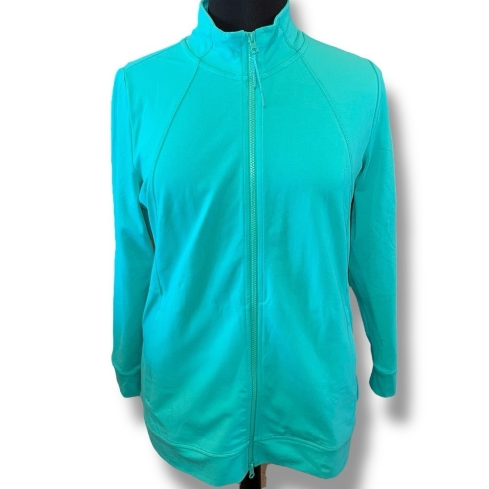 TALBOTS T By Talbots Everyday Stretch Mockneck Jacket - Rain Forest Green 1X - Picture 2 of 15